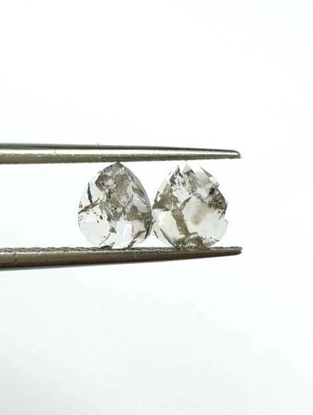 Pair Of Pear Shape Salt +  Pepper Diamond Rose Cuts - 0.45cts - 01589