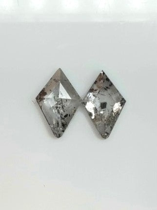 Pair Of Lozenge Shape Salt + Pepper Diamond Rose Cuts - 0.46cts - 01665