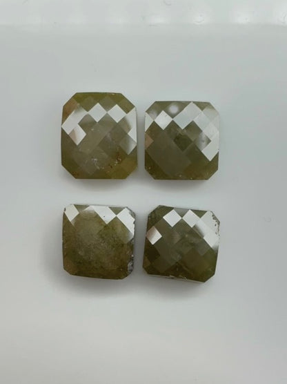 Parcel Of Emerald Cut Rustic Opaque Army Green Diamond Checkerboard Rose Cuts - 5cts - 01700