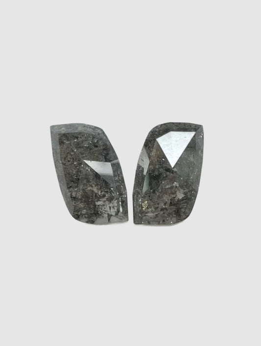 Pair Of Unique Salt +  Pepper Diamond Rose Cuts - 4.34cts - 07629