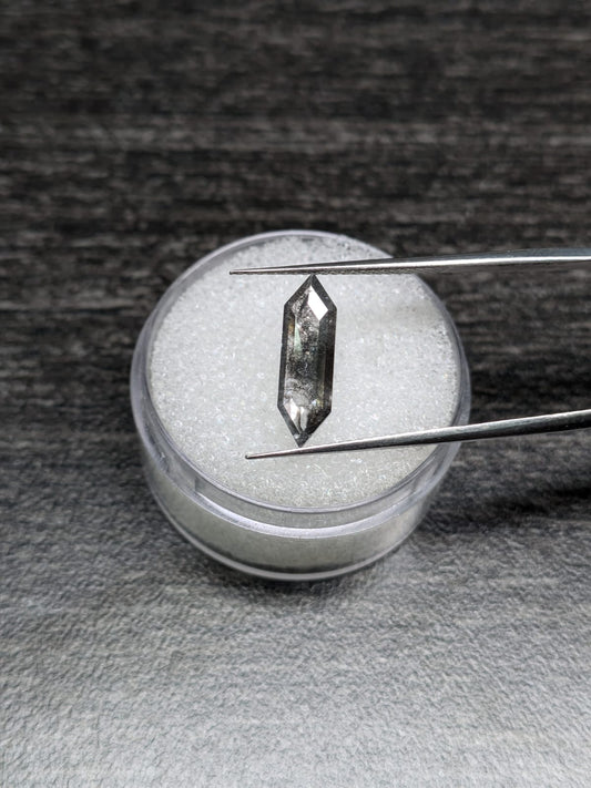 Elongated Hexagon Salt+Pepper Diamond Rose Cut - 1.67cts - 06485