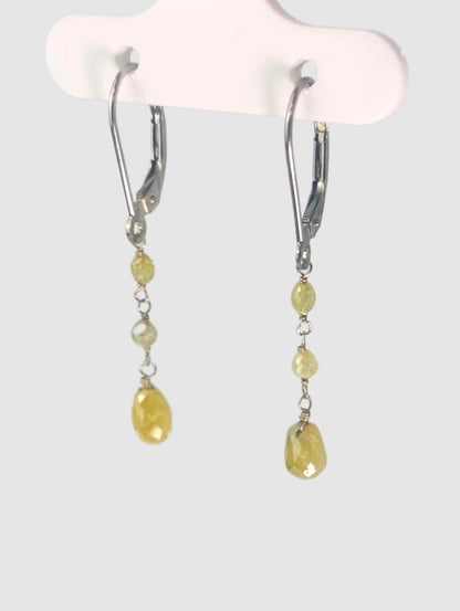 Yellow Diamond Rosary Earrings in 14KW - EAR-074-ROSDIA14W-YL