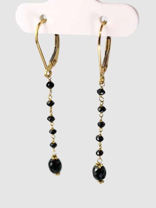 Memo K and Co - Black Diamond Rosary Earrings in 14KY - EAR-079-ROSDIA14Y-BLK