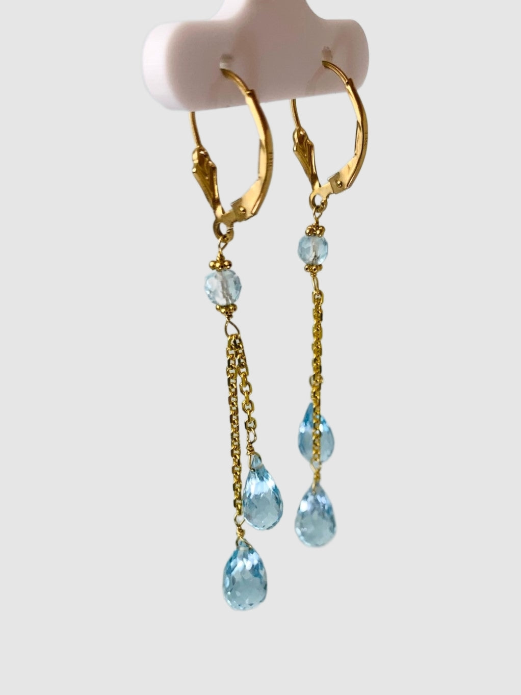 Blue Topaz Lariat Earrings in 14KY - EAR-100-LARGM14Y-BT-LG-LT