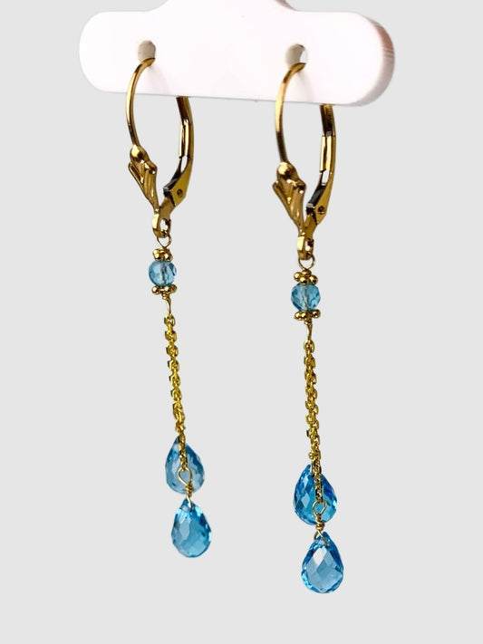 Blue Topaz Lariat Earrings in 14KY - EAR-100-LARGM14Y-BT-MD-DK