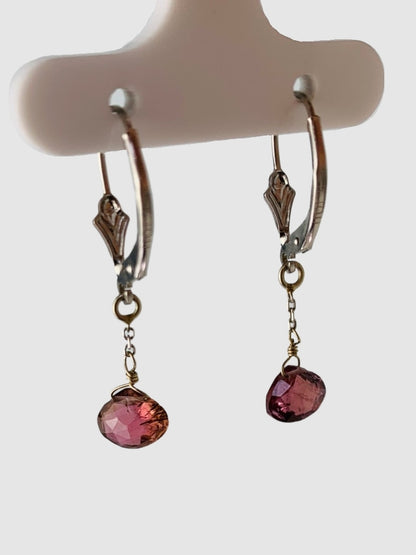 Pink Tourmaline Drop Earrings in 14KW - EAR-253-1DRPGM14W-PT
