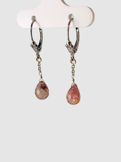 Pink Tourmaline Drop Earrings in 14KW - EAR-256-1DRPGM14W-PT