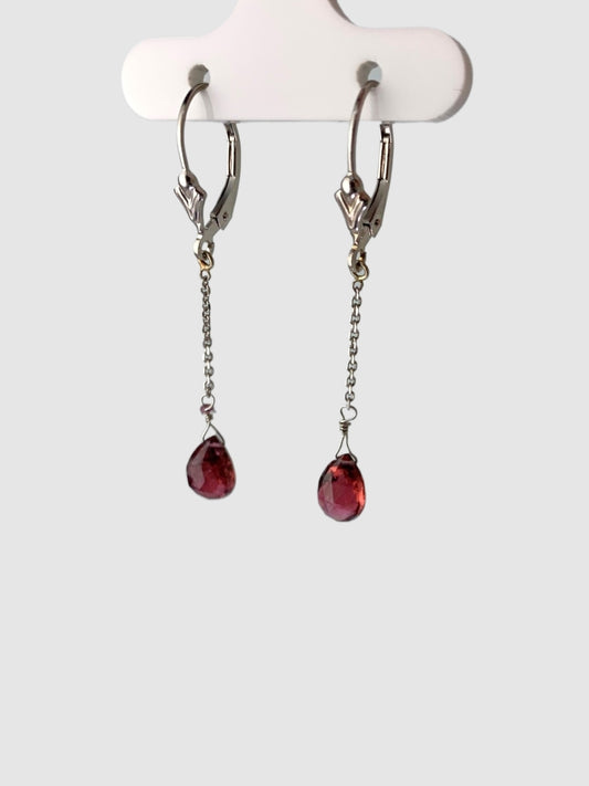 Pink Tourmaline Drop Earrings in 14KW - EAR-257-1DRPGM14W-PT