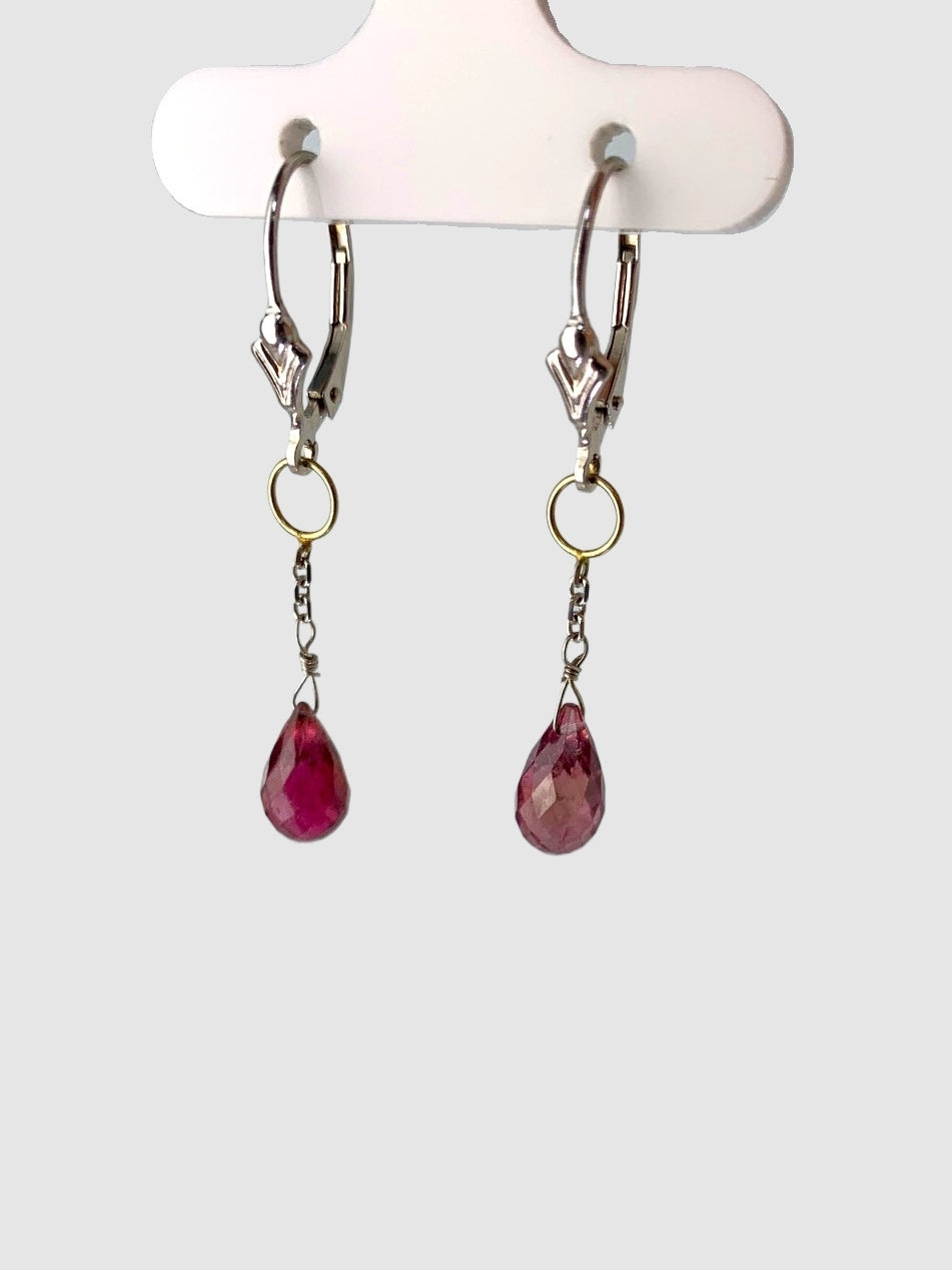 Pink Tourmaline Drop Earrings in 14KW - EAR-258-1DRPGM14W-PT