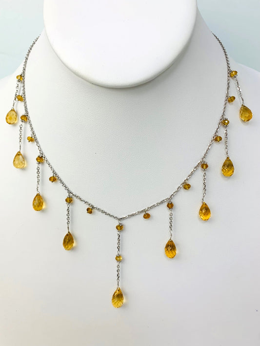 16"-17" Citrine Cleopatra Necklace in 14KW - NCK-001A-CLEOGM14Y-CIT-17