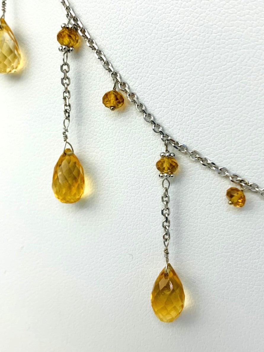 16"-17" Citrine Cleopatra Necklace in 14KW - NCK-001A-CLEOGM14Y-CIT-17
