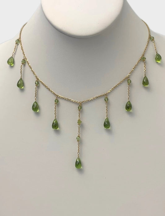 17" Peridot Cleopatra Necklace in 14KY - NCK-002-CLEOGM14Y-PDT-17