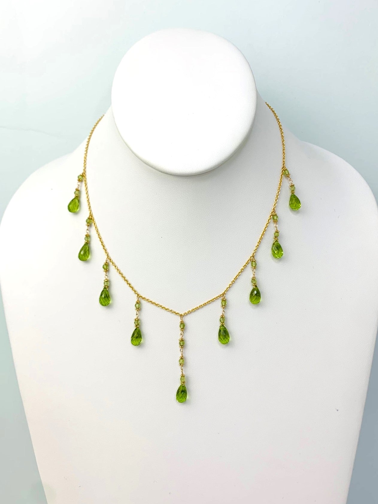 16" - 17" Peridot Cleopatra Necklace in 14KY - NCK-003-CLEOPRLGM14Y-WHPD-17