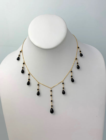 16"-17" Onyx Cleopatra Necklace in 14KY - NCK-004-CLEOGM14Y-OX-17
