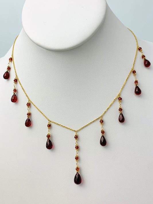 16"-18" Garnet Cleopatra Necklace in 14KY - NCK-004-CLEOGM14Y-GNT-18
