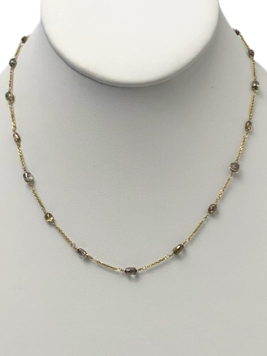15.75" Brown Diamond Briolette 15 Station Necklace in 18KY - NCK-024-TNCDIA18Y-BR-15ST-15.75 6.3ctw
