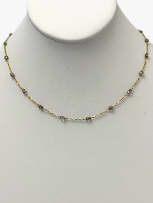 16" Brown Diamond Briolette 16 Station Necklace in 18KY - NCK-024-TNCDIA18Y-BR-16ST-16 8ctw