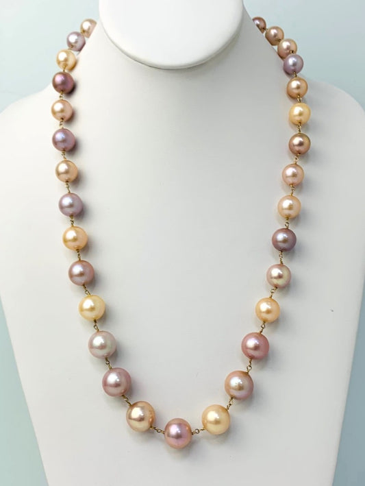 24" Rosary Cultured Pearl Necklace in 14KY - NCK-205-ROSPRL14Y-PKOR-24
