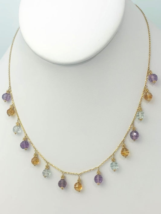 16" Citrine, Amethyst, And Blue Topaz Dangly Necklace in 14KY - NCK-241-DNGGM14Y-MLTI-16