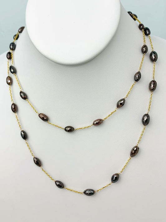 35" Reddish Brown Diamond Station Necklace in 18KY - NCK-288-TNCDIA18Y-BRN-35 39.60ctw