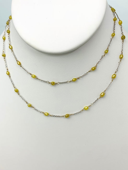27" Yellow Diamond Station Necklace in 18KW - NCK-289-TNCDIA18W-YL-27