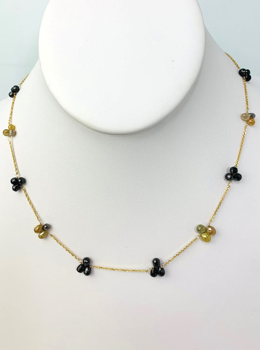 17"-18" Black And Brownish Yellow Diamond Cluster Station Necklace in 18KY - NCK-294-TNCDIA18Y-YLBK-18 18ctw