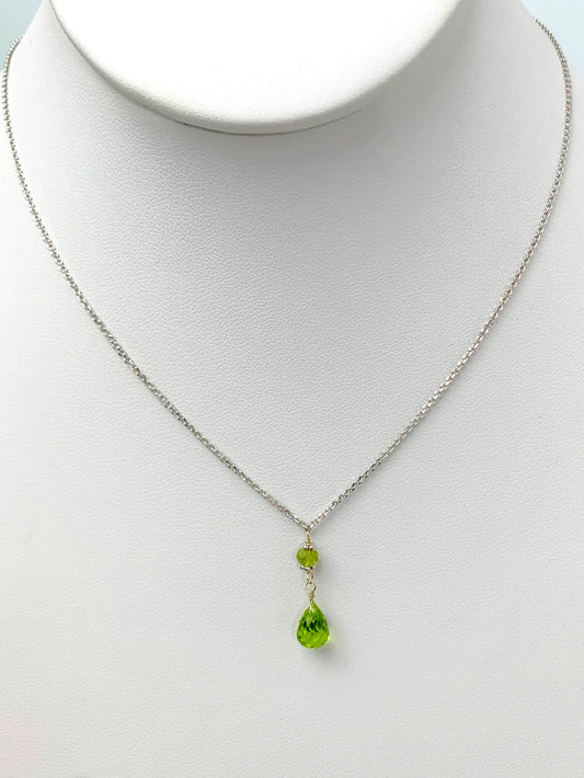 16" Peridot Station Necklace With Center Drop in 14KW - NCK-444-DRPGM14W-PDT-16