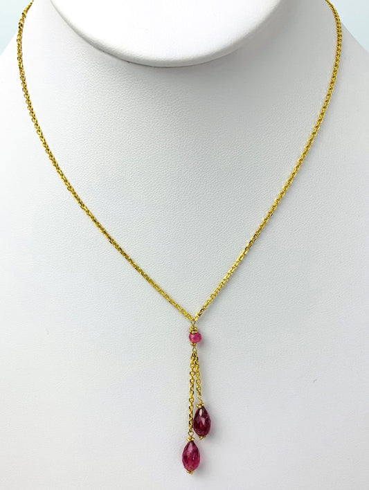 16" Tourmaline Lariat Necklace in 14KY - NCK-506-LARGM14Y-MLTI-17