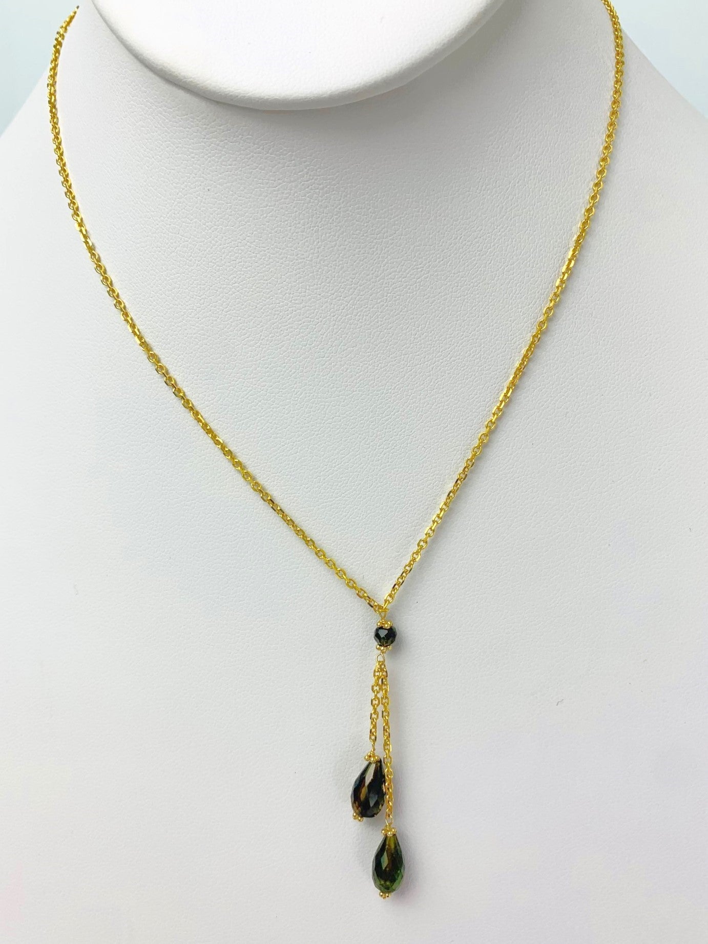 16" Tourmaline Lariat Necklace in 14KY - NCK-506-LARGM14Y-MLTI-17