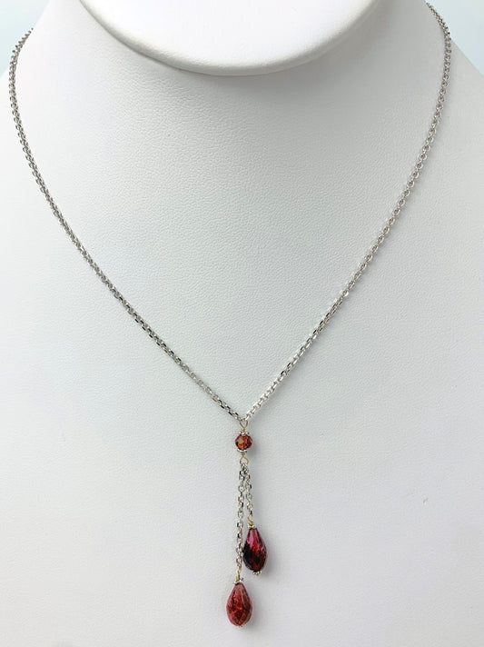 16" Tourmaline Lariat Necklace in 14KW - NCK-506-LARGM14W-MLTI-17