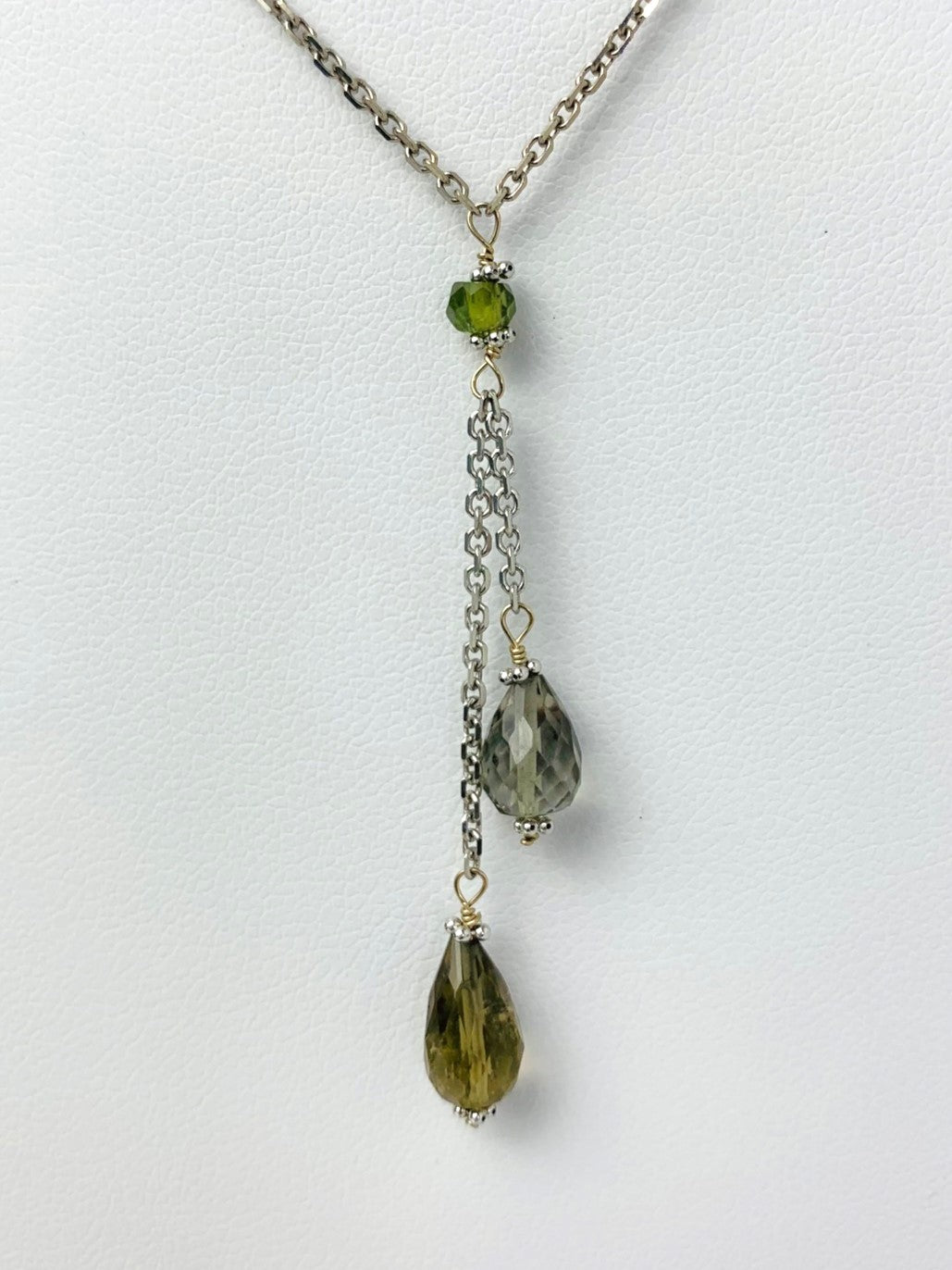 16" Tourmaline Lariat Necklace in 14KW - NCK-506-LARGM14W-MLTI-17