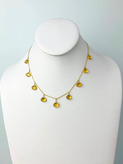 16"-17" Citrine 9 Station Dangly Necklace in 14KY - NCK-550-DNGGM14Y-CIT-17