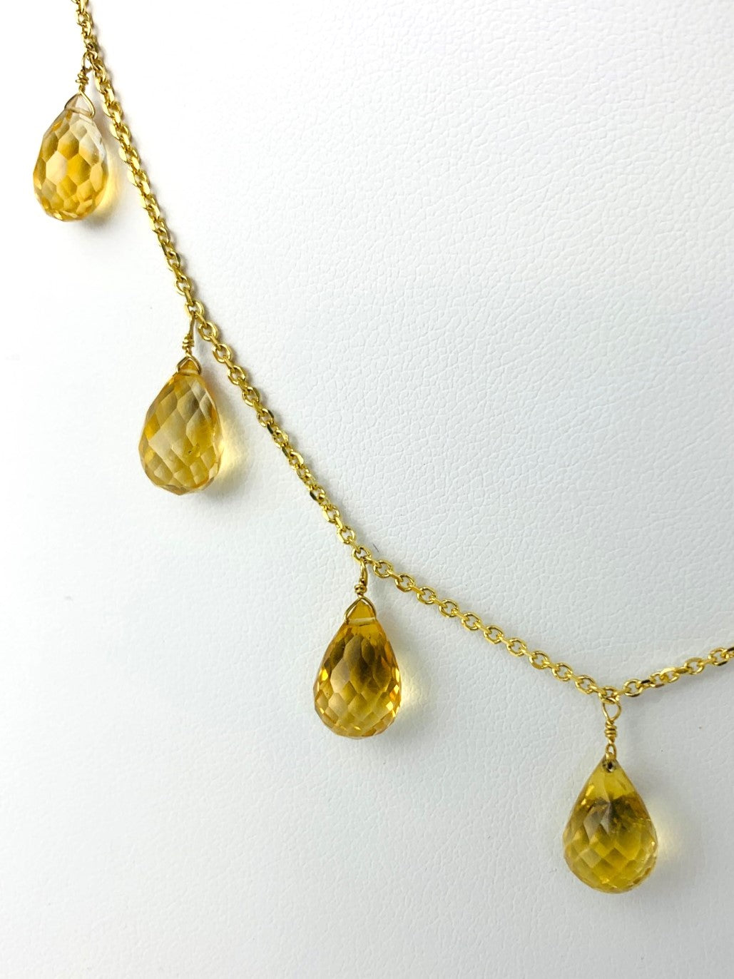 16"-17" Citrine 9 Station Dangly Necklace in 14KY - NCK-551-DNGGM14Y-CIT-17