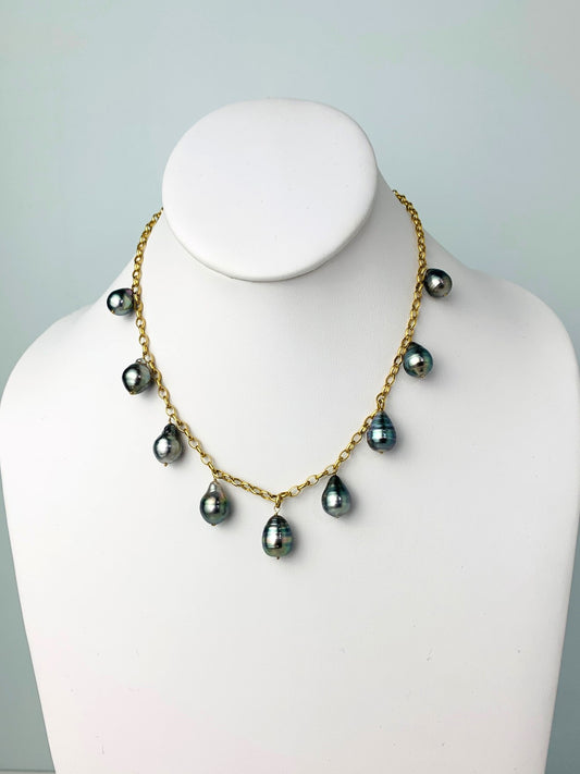 15"-17" Tahitian South Sea Baroque Pearl Dangle Necklace in 14KY - NCK-629-DNGPRL14Y-GRY-18