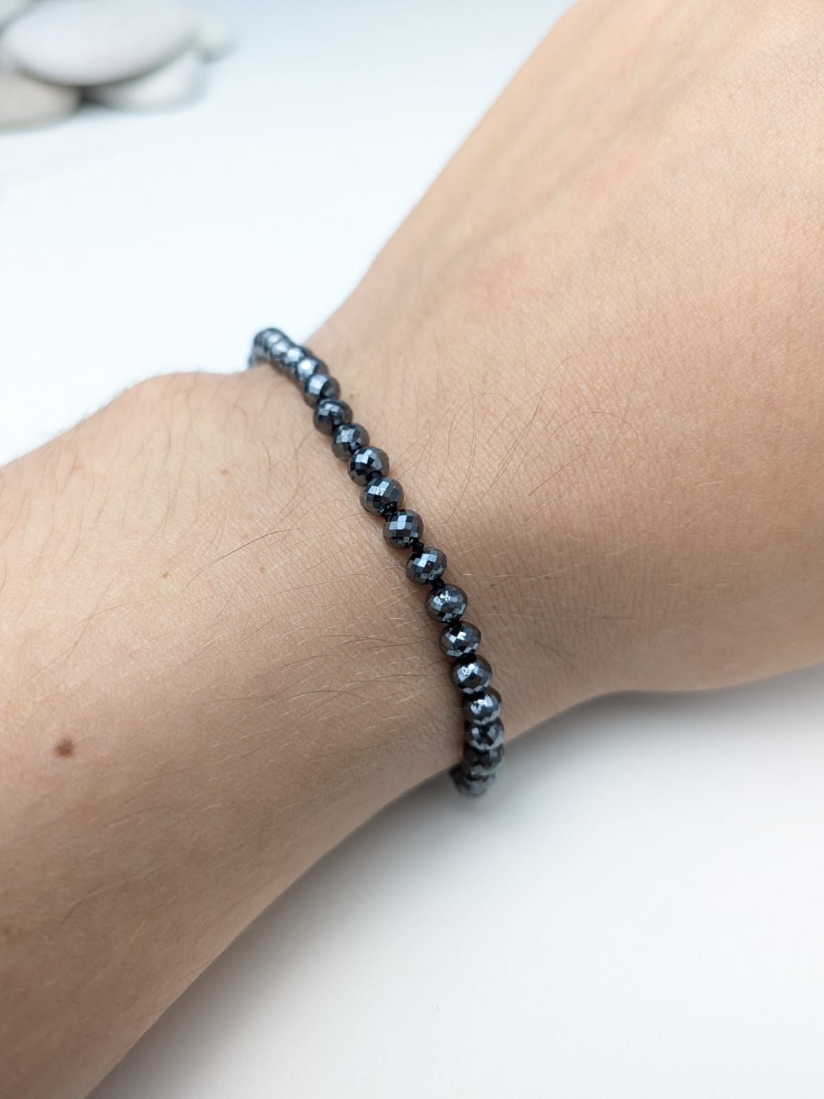 4.5-5.0mm Black Diamond Round Bead Knotted Bracelet(29-33ct Tot. Dia. Wt.)