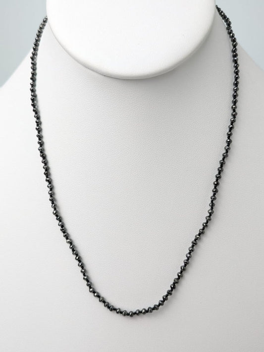2.5mm-3.0mm Black Diamond Round Bead Knotted Necklace (19ct Tot. Dia. Wt.)