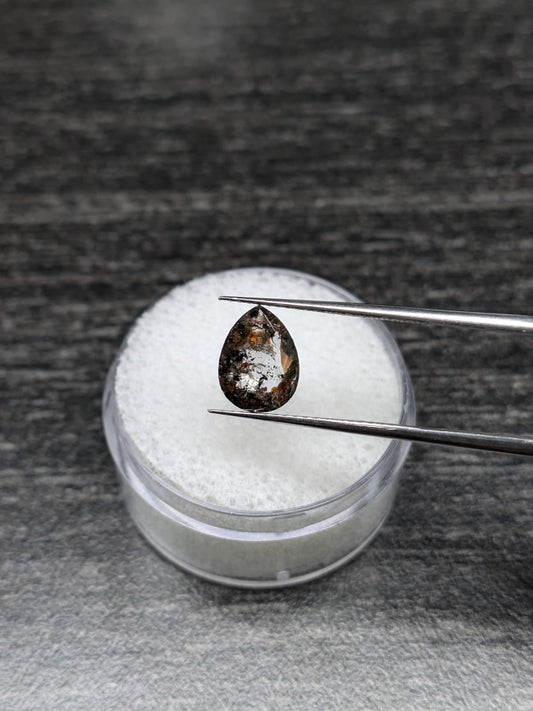 Pear Shape Salt+Pepper Diamond Rose Cut - 1.38cts - 07996