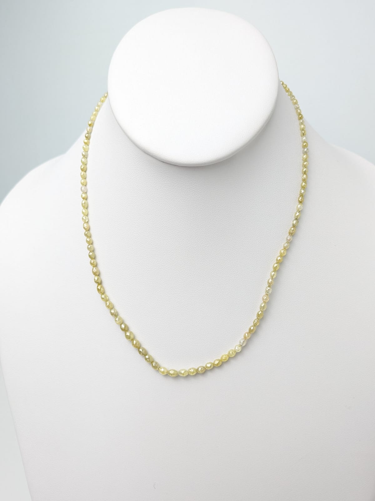 Yellow Diamond Oval Solid Strand Necklace in 14KY 2x4mm-4x6mm Bead Size