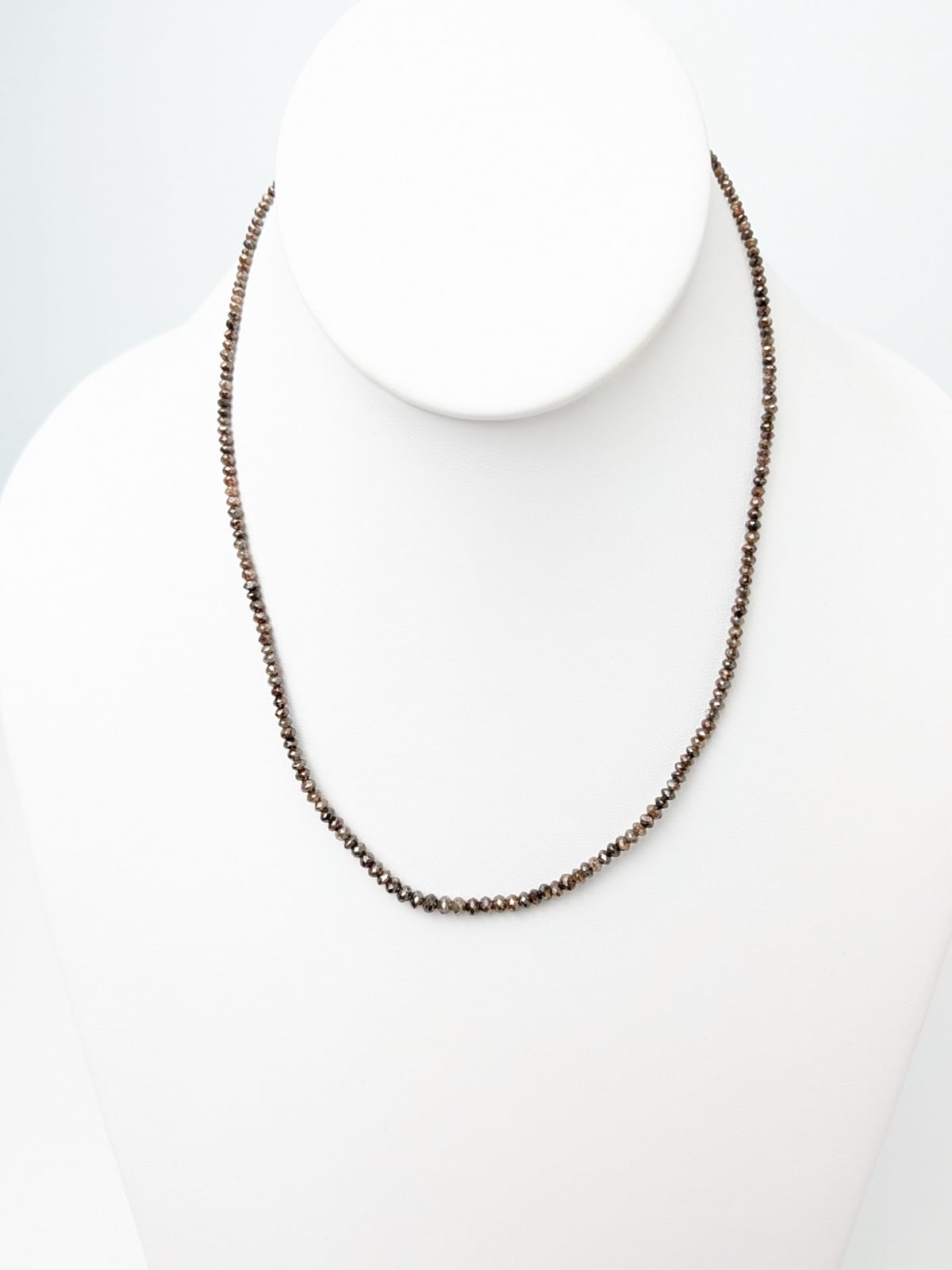 Rustic Brown Diamond Round Solid Strand Necklace in 14KY 1.7-4mm Bead Size