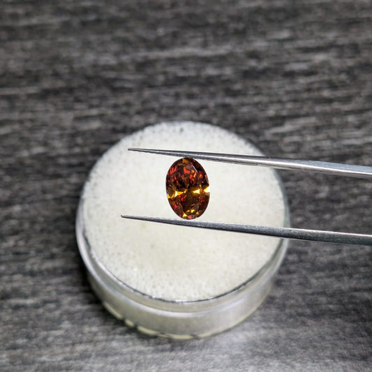 Oval Cut Reddish Yellow Diamond Full Cut - 1.37cts - 06945