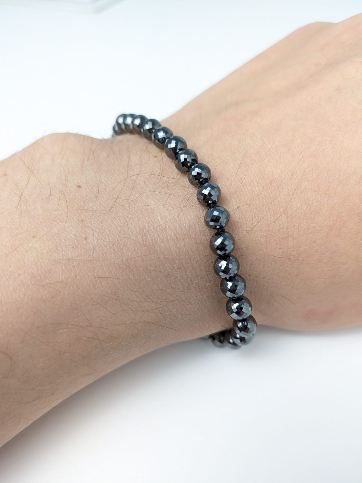 5.0-6.0mm Black Diamond Round Bead Knotted Bracelet in 14KW (36ct-55ct Tot. Dia. Wt)
