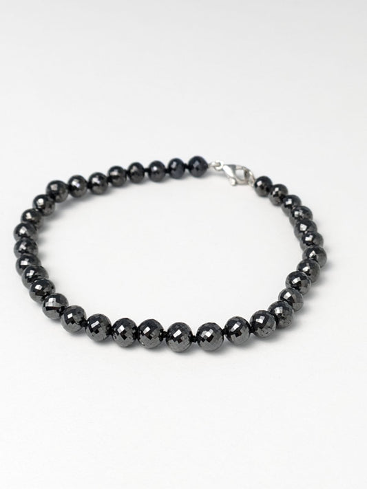 5.0-6.0mm Black Diamond Round Bead Knotted Bracelet in 14KW (36ct-55ct Tot. Dia. Wt)
