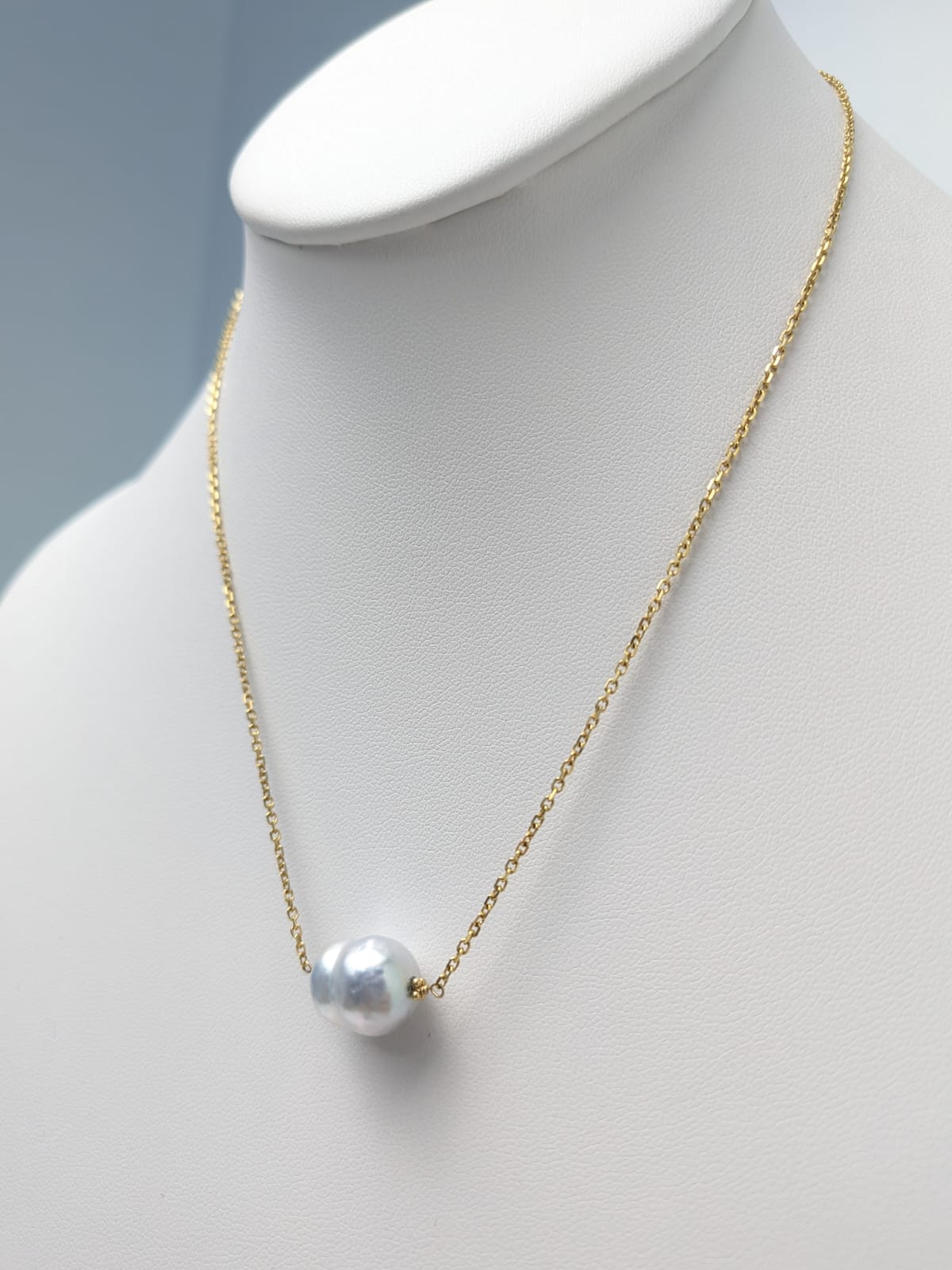 17" Grey Keshi Pearl Drop Necklace in 14KY and 14KW - NCK-700