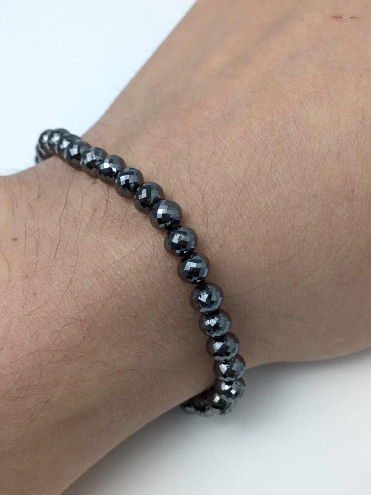 8.5" 6.0-6.5mm Black Diamond Round Bead Knotted Bracelet (63.68ct Tot. Dia. Wt.)