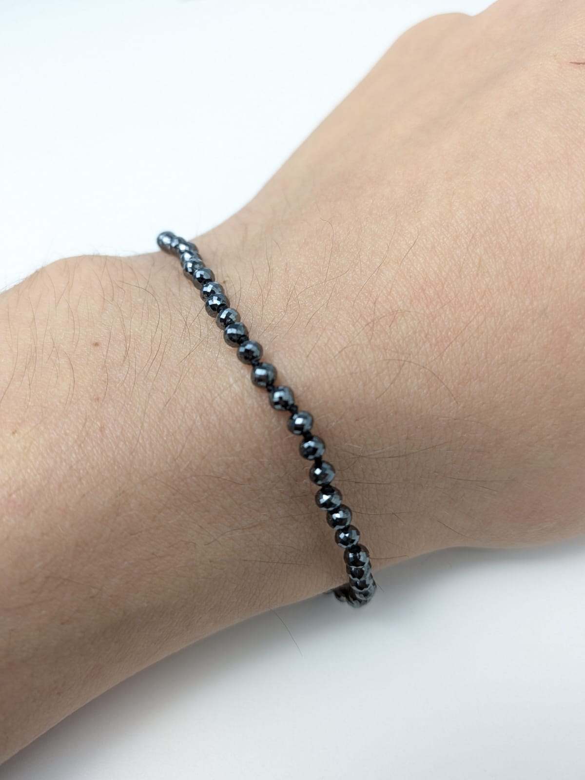 3.0-3.5mm Black Diamond Round Bead Knotted Bracelet(9-13.75ct Tot. Dia. Wt.)