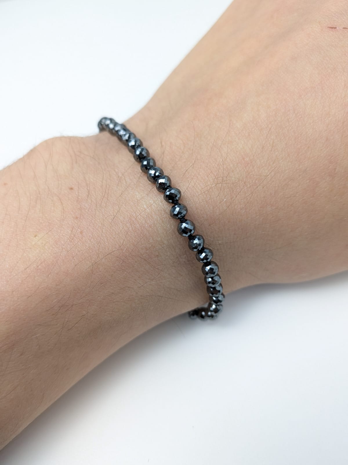4.0-4.5mm Black Diamond Round Bead Knotted Bracelet (19.45cts-28.22cts Tot. Dia. Wt.)