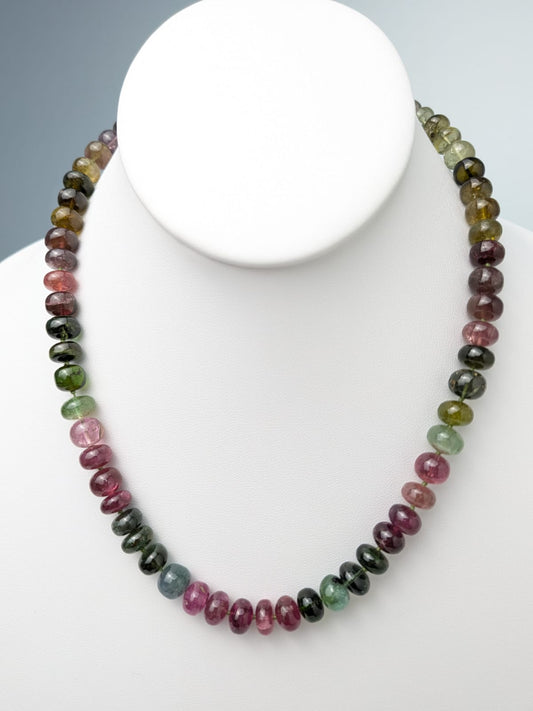 18" Multi Color Tourmaline Strand Necklace with Gold Vermeil Clasp NCK-747