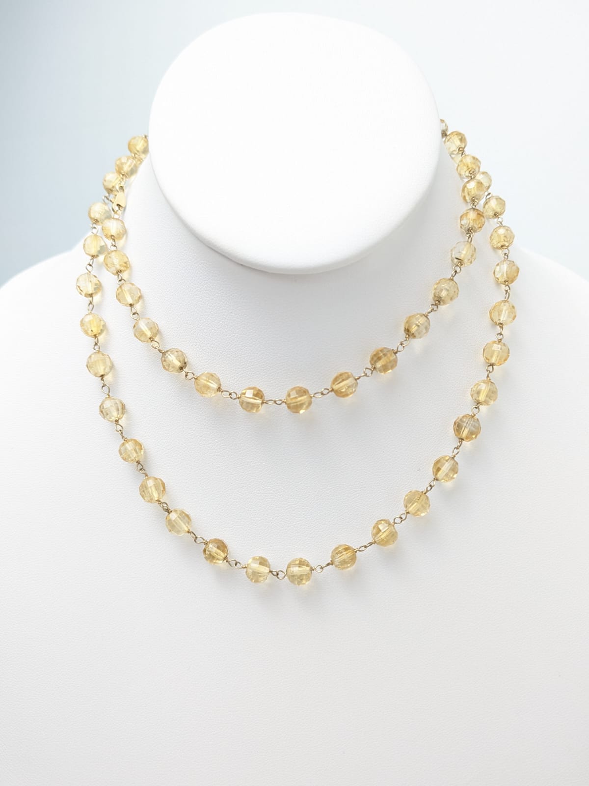 30.5" Citrine Rosary Necklace in 14KY NCK-706