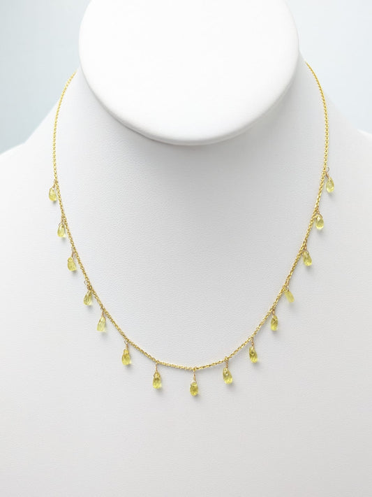 16" Yellow Sapphire Station Dangly Necklace in 18KY - NCK-725