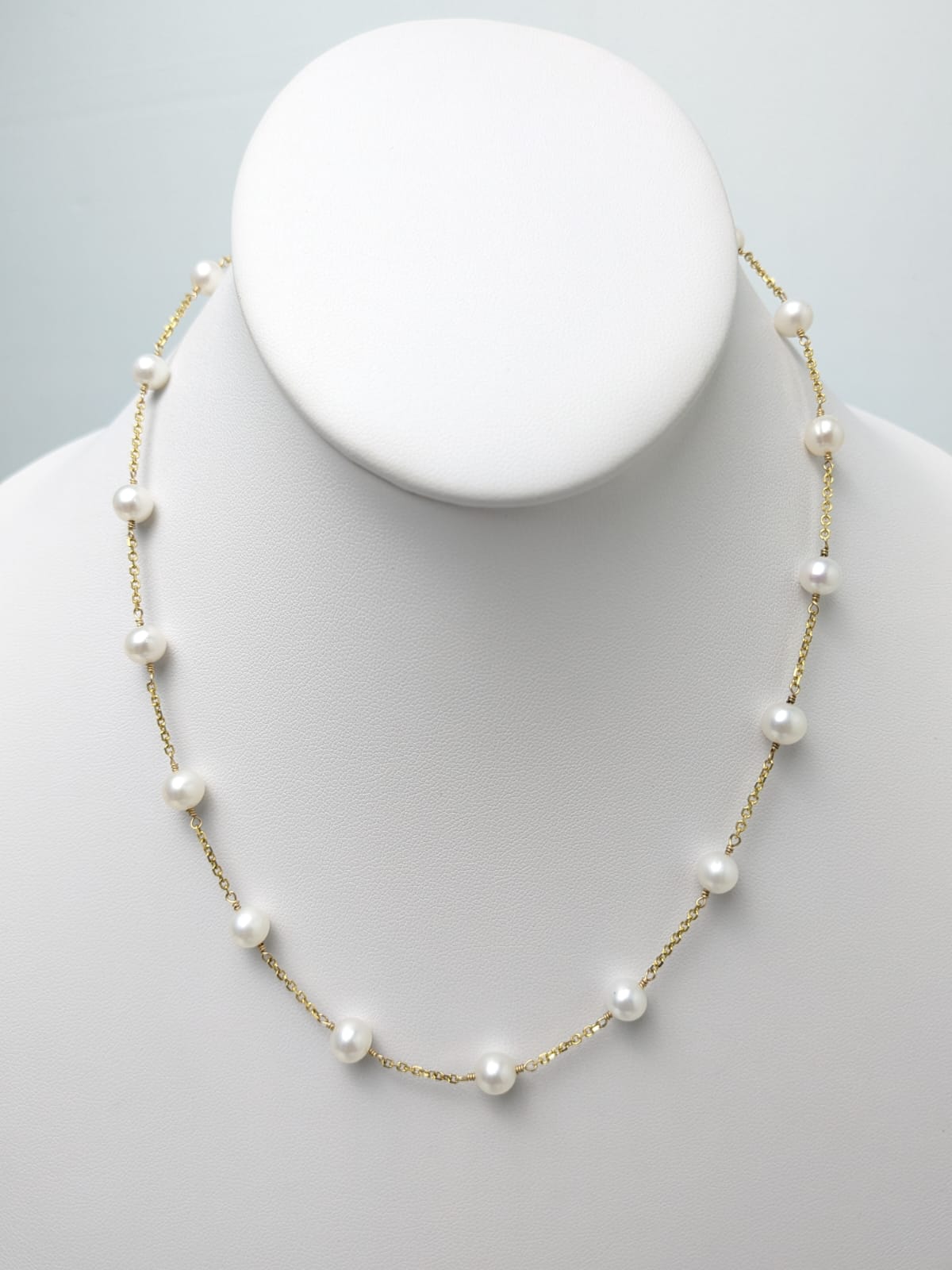 16"-21" White Freshwater Pearl Station in 14KY - NCK-758